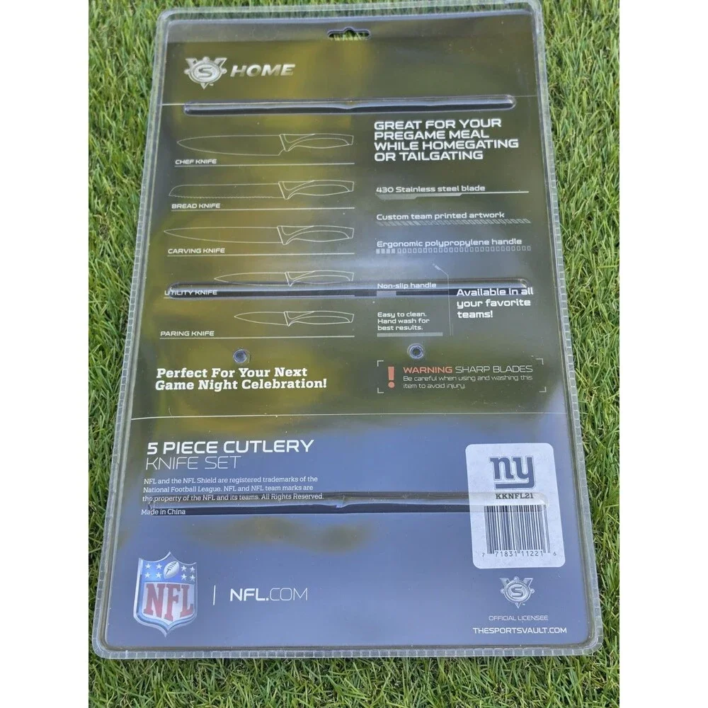 NFL NY Giants 5pc Stainless Steel Non-Stick Knife Set New Tailgating Mancave
